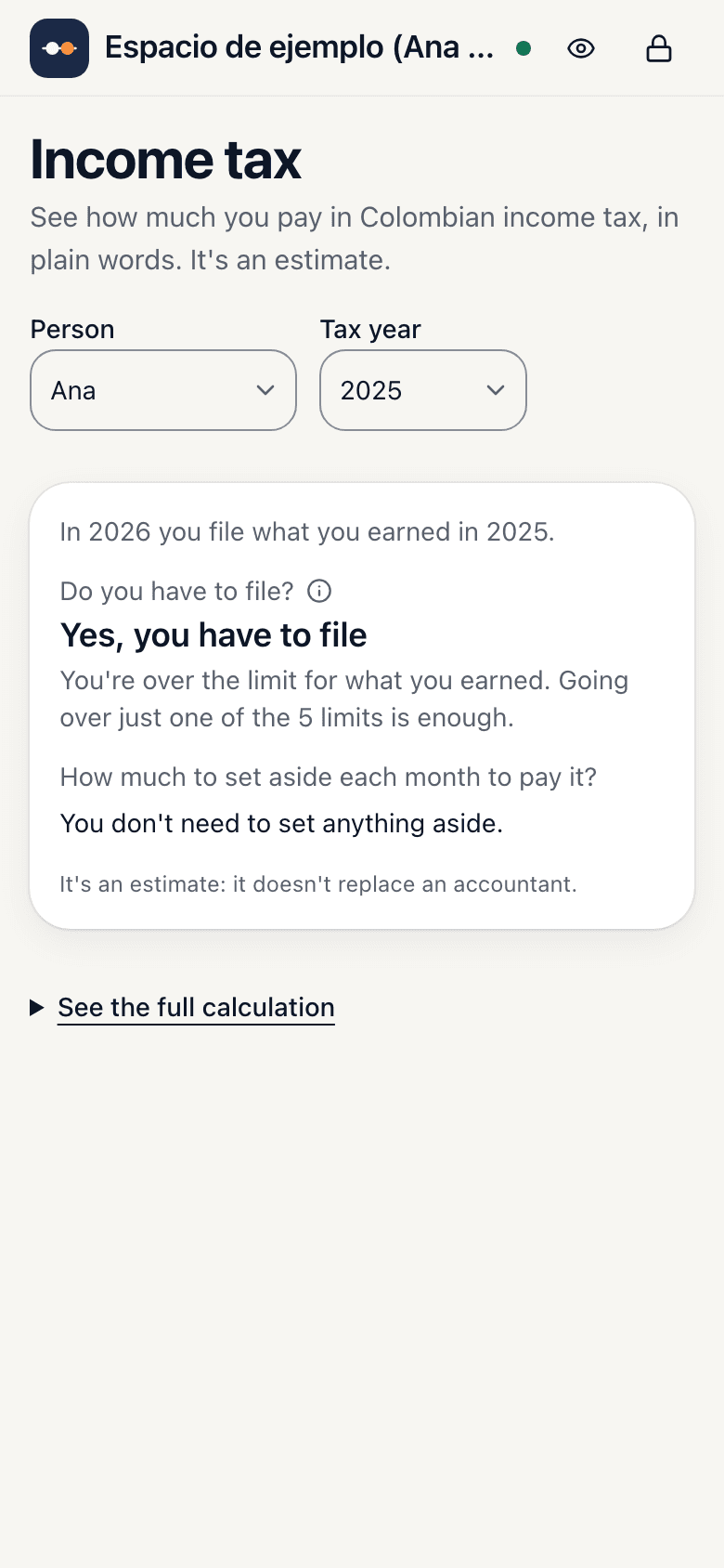 Income tax screen: whether you must file and the estimate, in plain words